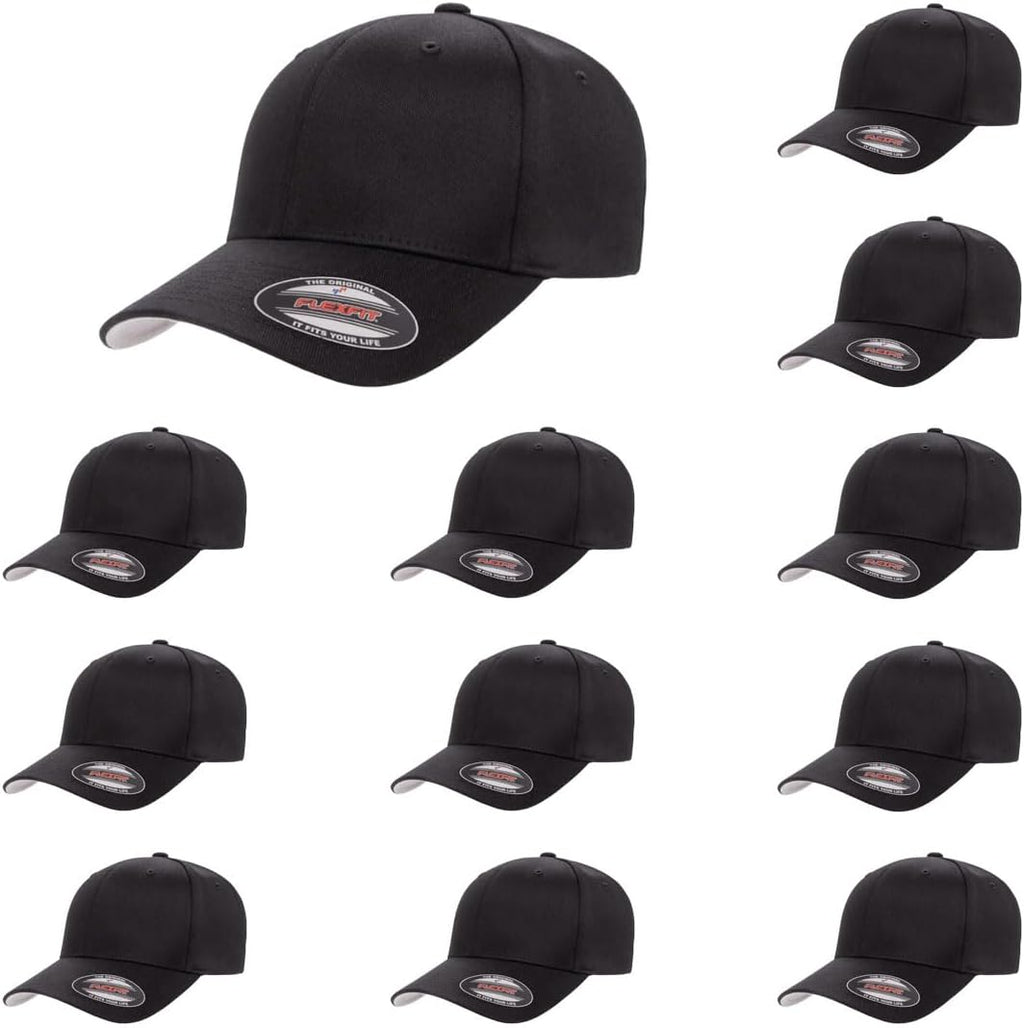 Flexfit Wooly Combed Premium 6-Panel Structured Baseball Cap | Stretch Fitted | Bulk Pack Available