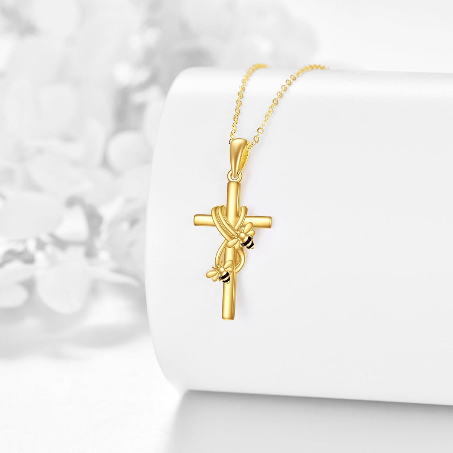 KECHO 14k Real Gold Cross Jewelry Gifts for Mother Grandma Sister Cross Pendant Necklace for Women