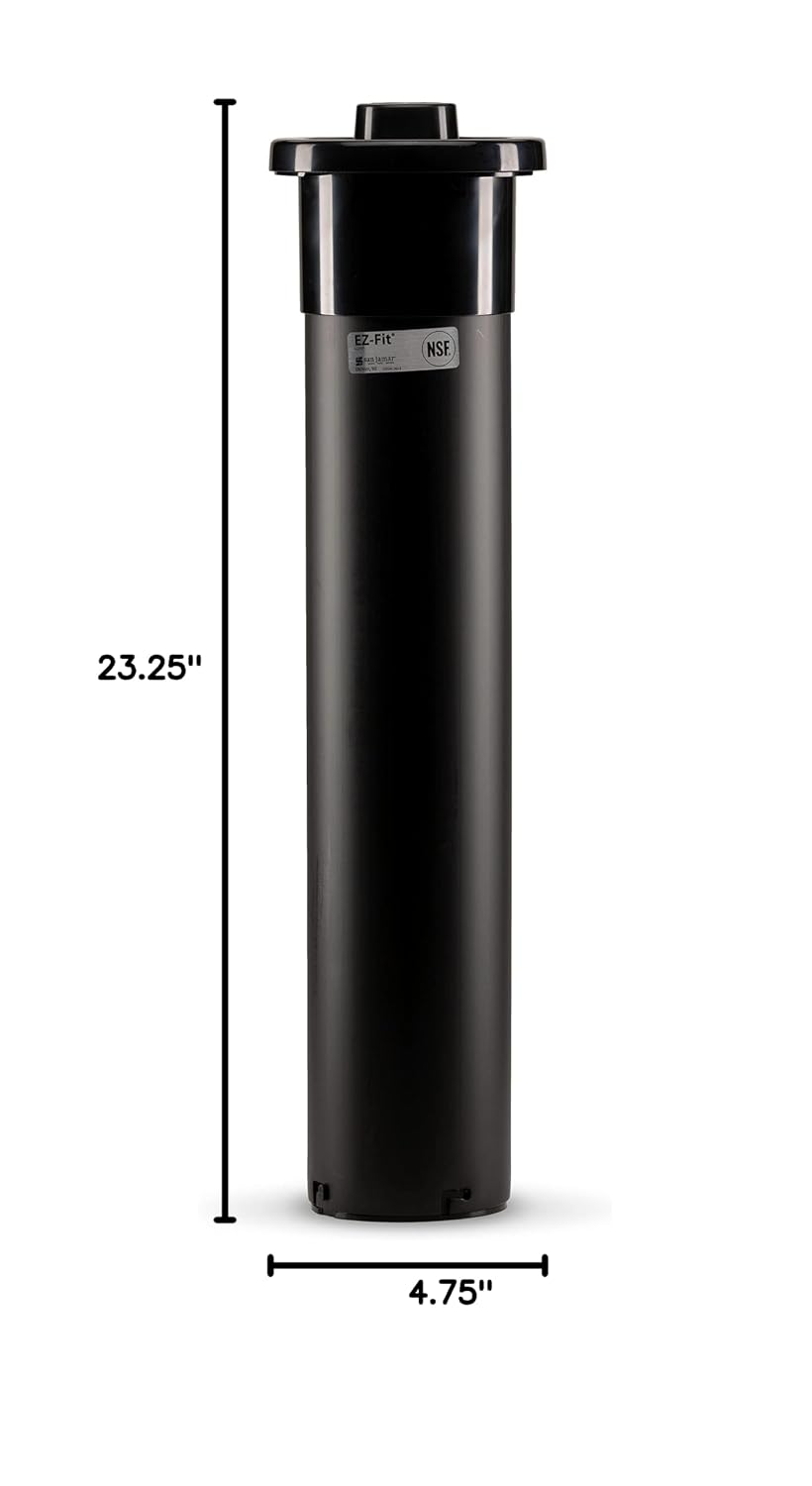 San Jamar Ez-Fit Hot Lid Dispenser In-Counter Dispenser with Interchangeable Rubber Gaskets for Restaurants, Cafeterias, and Fast Food, Plastic, 4.75 x 23.25 x 4.75, Black
