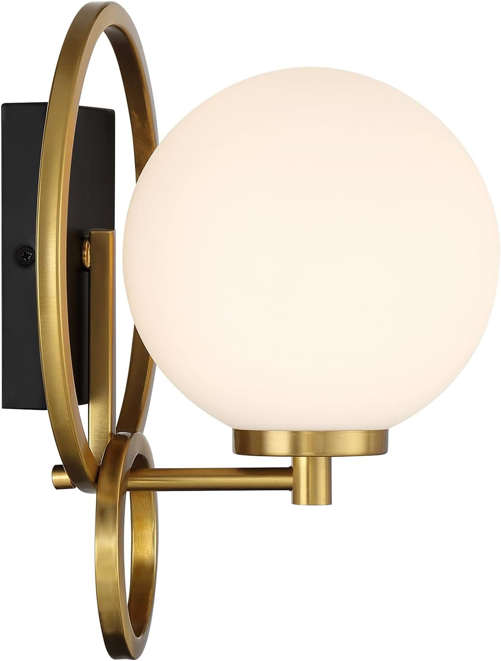 Savoy House 9-6180-1-143 Alhambra Vintage Mid-Century Modern Soft Frosted Glass Wall Sconce, 1-Light 60 Watt, 10' H x 8' W, Matte Black with Warm Brass