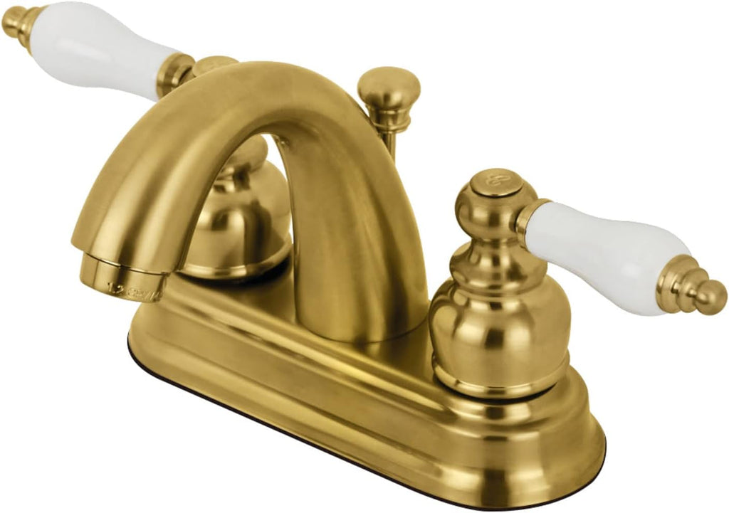 Kingston Brass KB5617PL Restoration 4-Inch Centerset Bathroom Faucet, Brushed Brass