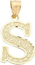 LoveBling 10K Yellow Gold Diamond Cut A to Z Alphabet Initial Letter Charm Necklace Pendant (Small Size)