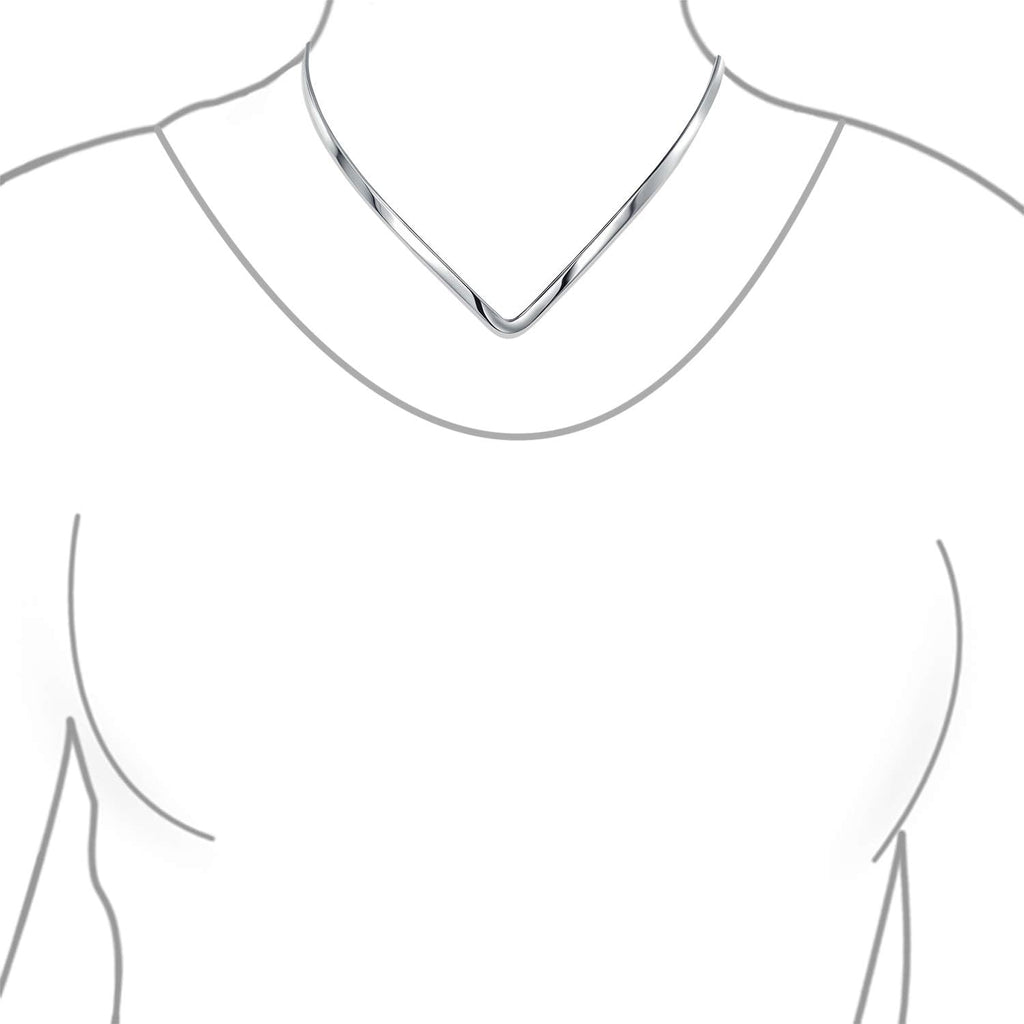 Bling Jewelry Basic Simple Slider Choker V Shape Collar Statement Necklace For Women .925 Silver Sterling Add Your Pendant 3.5MM