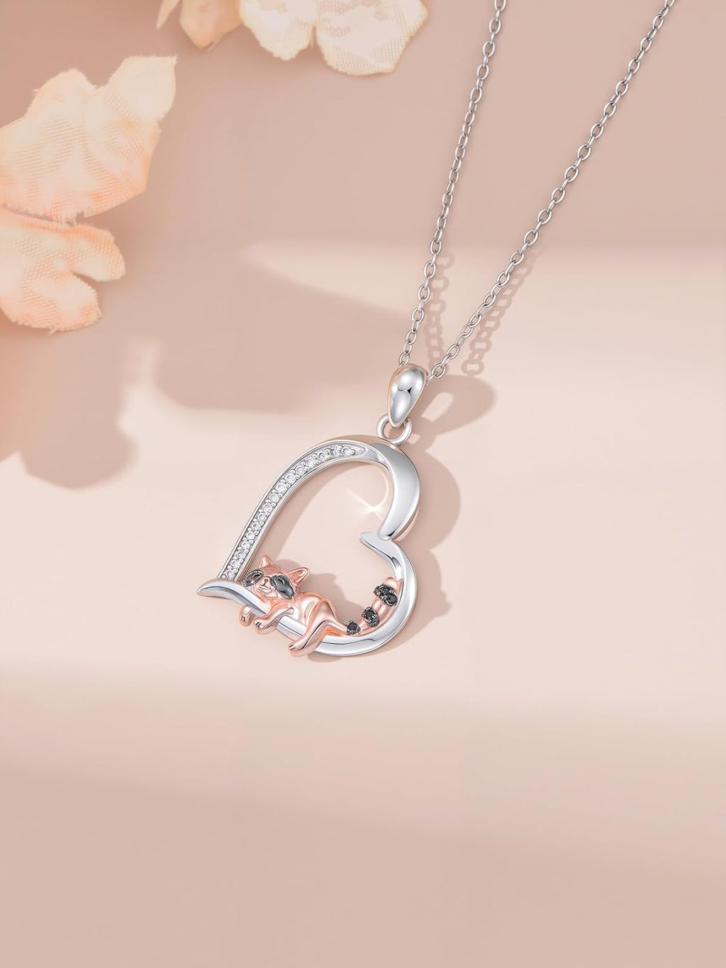 ZBA Natural Diamond Animal Necklaces for Women, 18k Gold Plated 925 Sterling Sliver Fine Jewelry Meaningful Gifts (Color F-G/Clarity I1-I2)