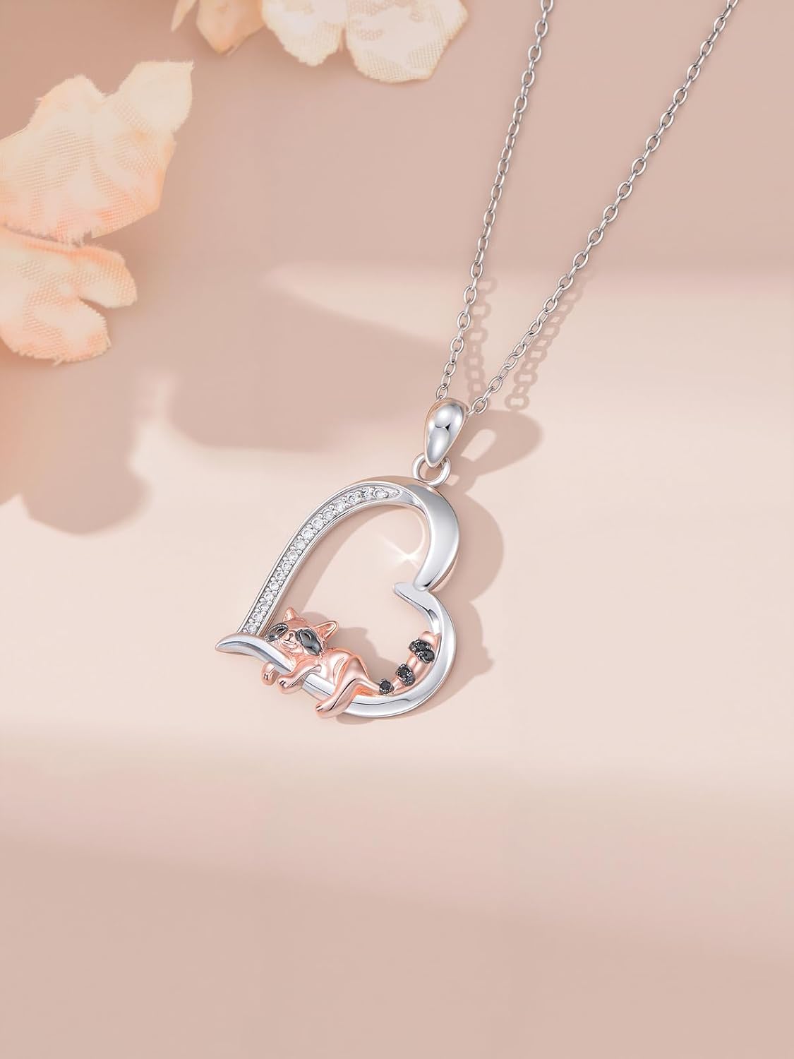 ZBA Natural Diamond Animal Necklaces for Women, 18k Gold Plated 925 Sterling Sliver Fine Jewelry Meaningful Gifts (Color F-G/Clarity I1-I2)
