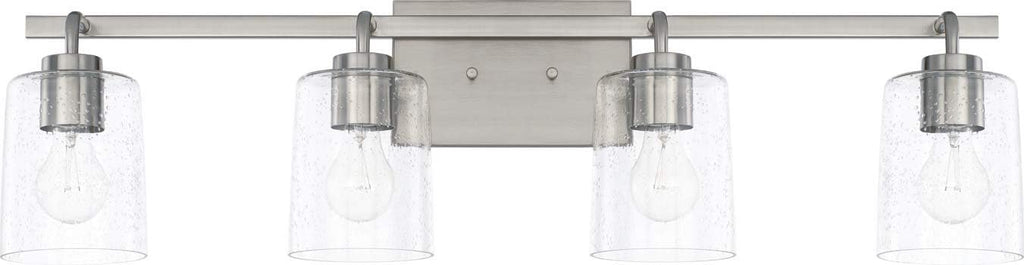 HomePlace Lighting 128541BN-449 Greyson Urban/Industrial Clear Seeded Glass Bathroom Vanity Wall Light, 4-Light 400 Total Watts, 9' H x 34' W, Brushed Nickel