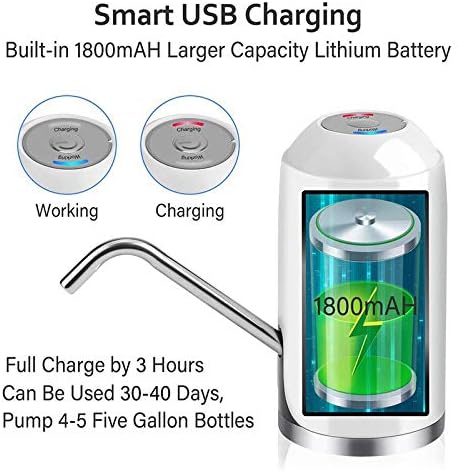 Water Bottle Pump, Electric Drinking Water Pump 5 Gallon Water Bottle Cooler Dispenser USB Charging Portable Water Dispenser