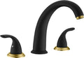 SUMERAIN Roman Tub Faucet Black and Gold Widespread 2 Handle Bathtub Faucet with Valve
