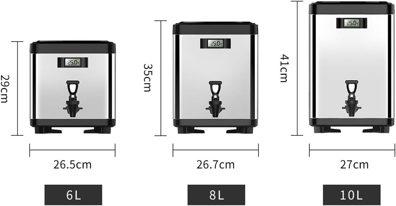 GRFIT Thermal Coffee Carafe 6L/8L/10L Insulated Kettle, Thickened Stainless Steel Outdoor Double Layer Insulated Bottle Hot Water Bucket with Temperature Display Insulated Coffee Carafes (Size : 6L)