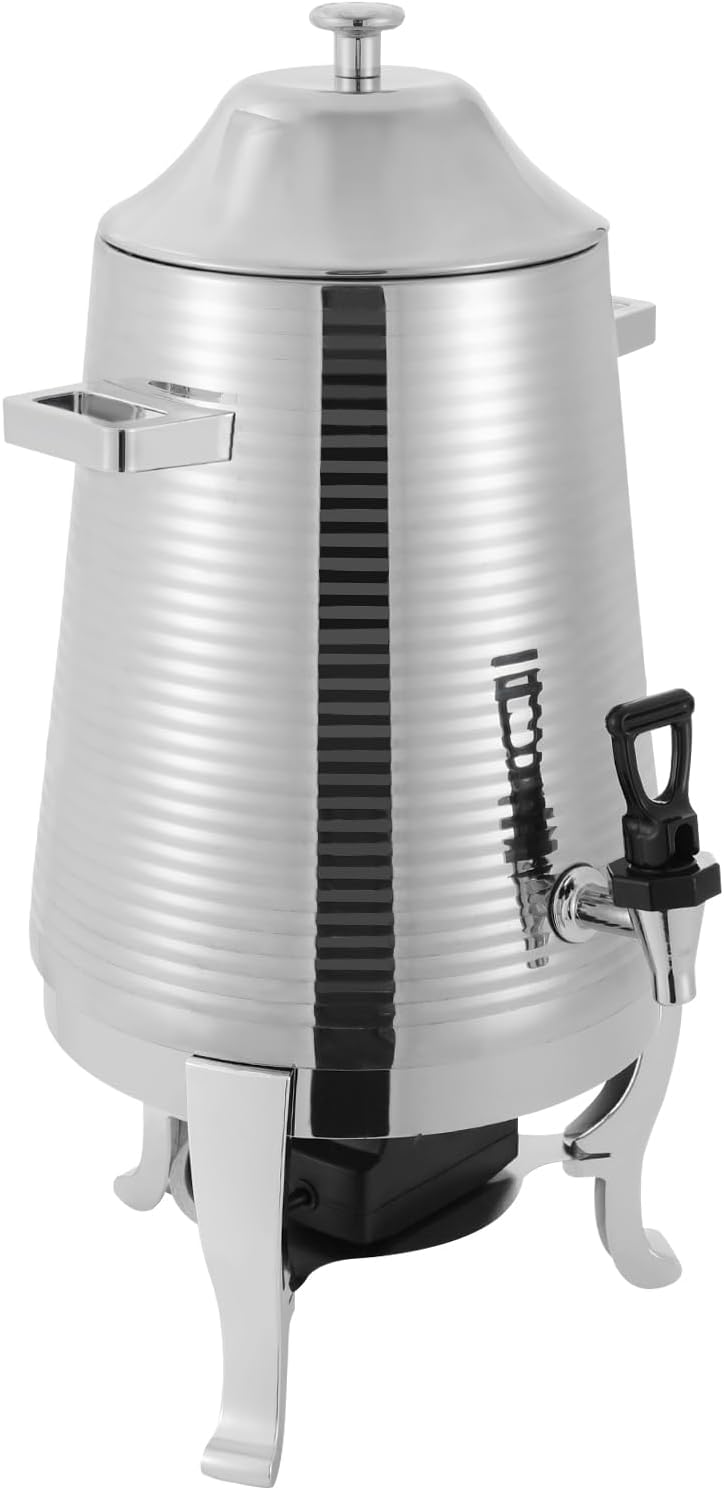 Insulated Beverage Dispenser 13L Stainless Steel Hot Drink Dispenser Countertop Commercial Hot and Cold Coffee Carafe with Spigot & Stand for Tea, Coffee, Milk, Water & Juice (Silver)