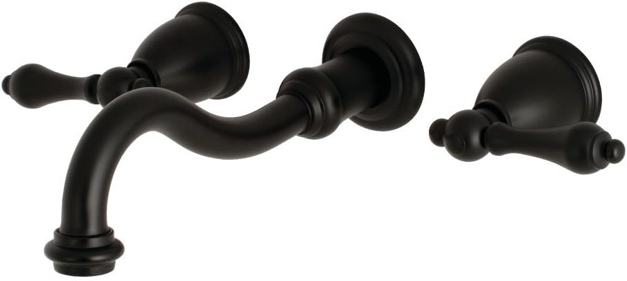Kingston Brass KS3120AL Vintage 2-Handle Wall Mount Bathroom Faucet, Matte Black