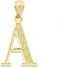 LoveBling 10K Yellow Gold Diamond Cut A to Z Alphabet Initial Letter Charm Necklace Pendant (Small Size)