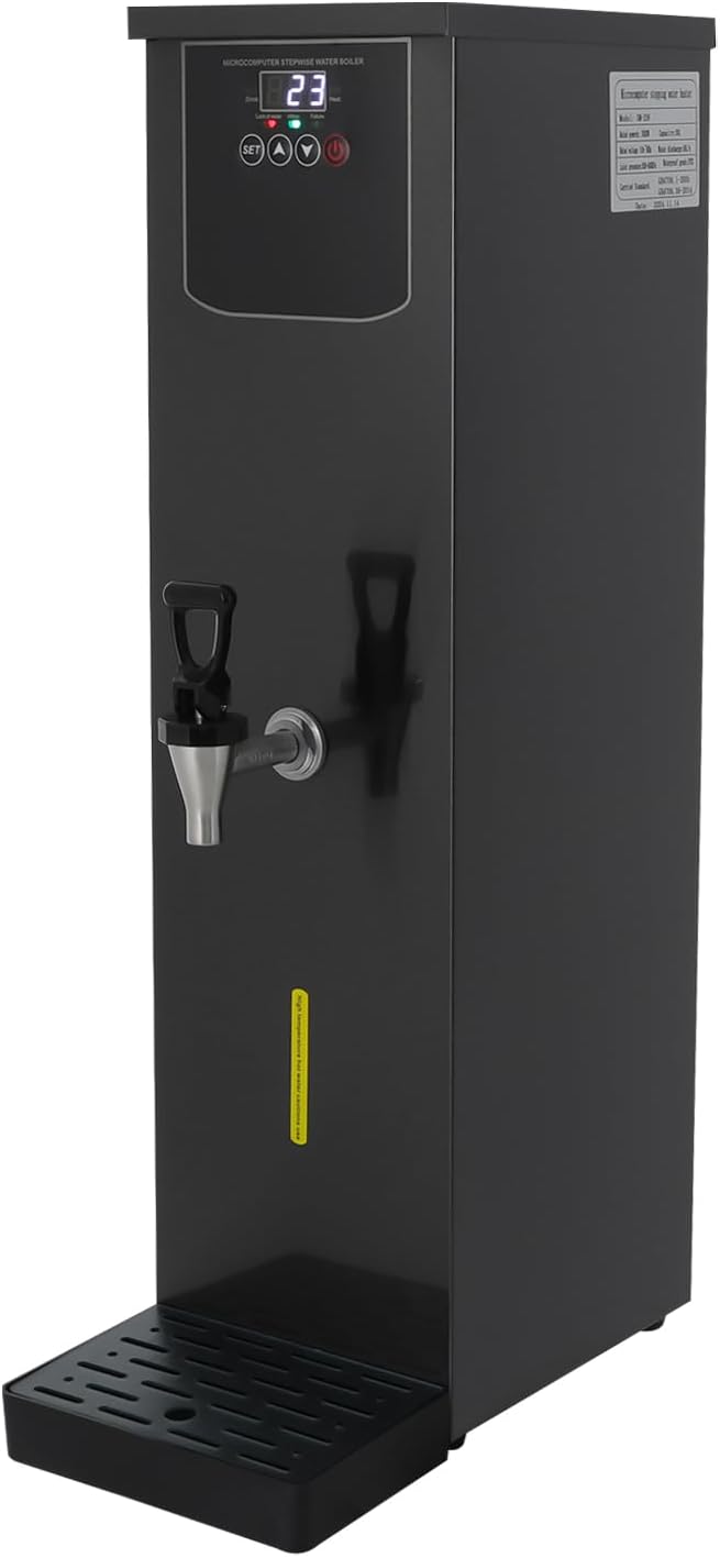 PERFERATE Hot Water Dispenser 30L Capacity Water Boiler with Temperature & Time Control Commercial 304 Stainless Steel Coffee Maker Hot Beverage Dispenser for Coffee Shop, Office