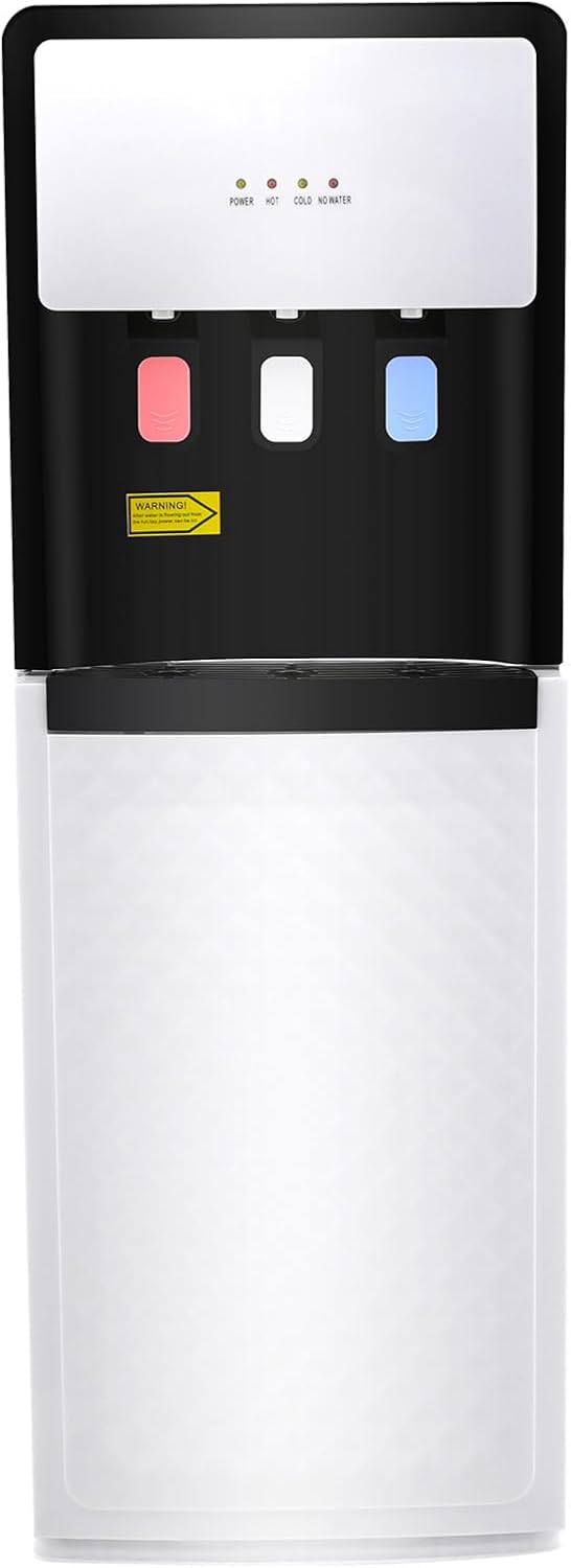 Bottom Loading Water Cooler Dispenser Hot & Cold Water Dispenser - 3 Temperature Settings - Hot, Room & Cold, Indicator Lights, Over-Temperature Protection Water Dispenser for Home Office, White