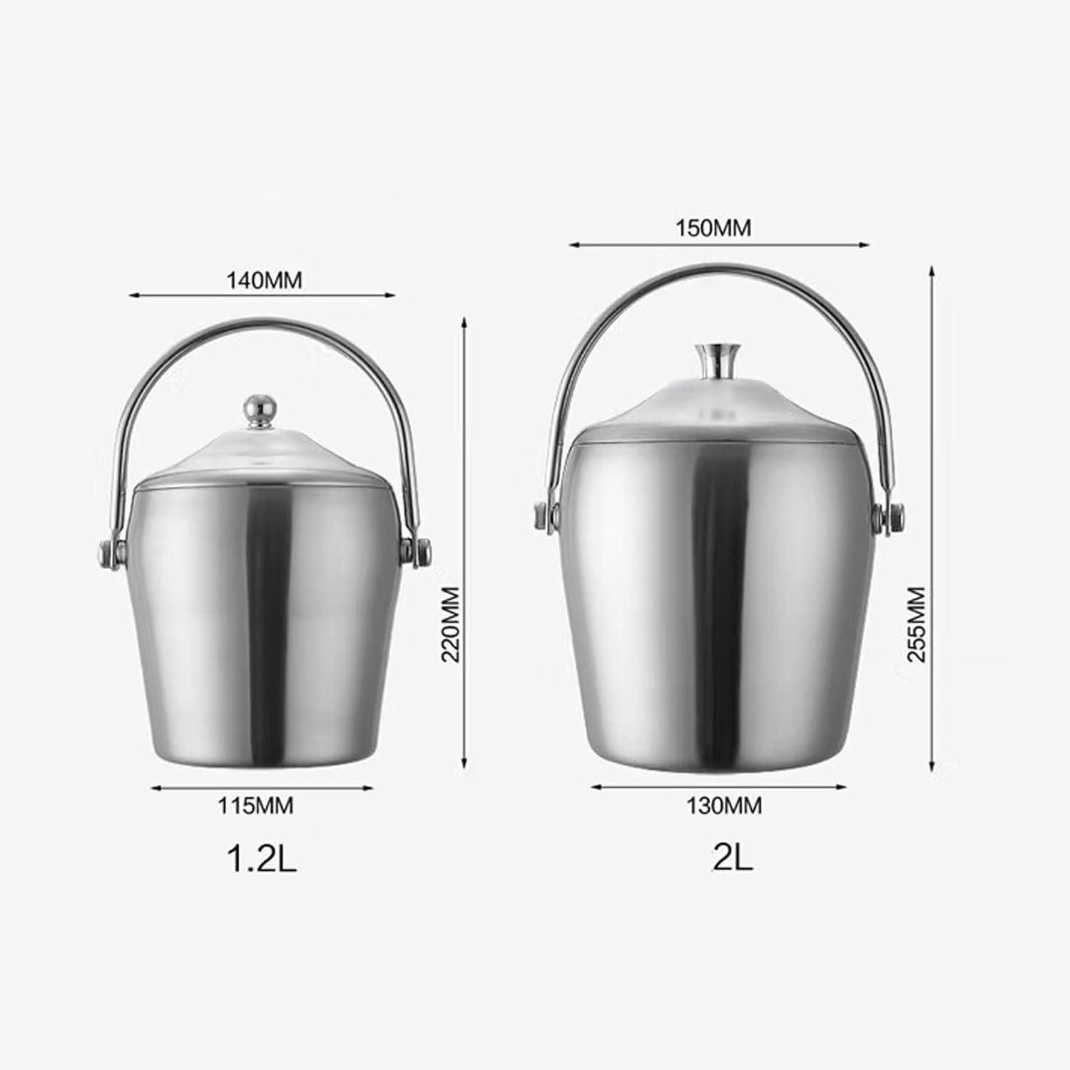 Ice Bucket Ice Bucket with Lid and Tongs Double Wall Insulated Stainless Steel Ice Bucket Ideal for Cocktail Bar, Parties, Chilling Wine, Champagne Ice Tub