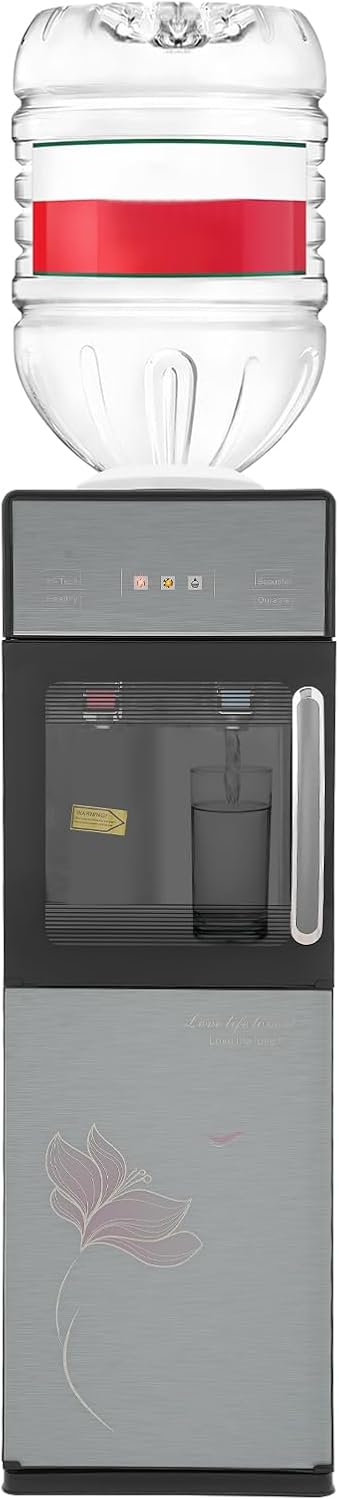Water Cooler Dispenser for 5 Gallon Bottle, Top Load Cold Hot Water Dispenser, with Cabinet, Freestanding Electric Water Dispensers for Homes, Gyms, Office