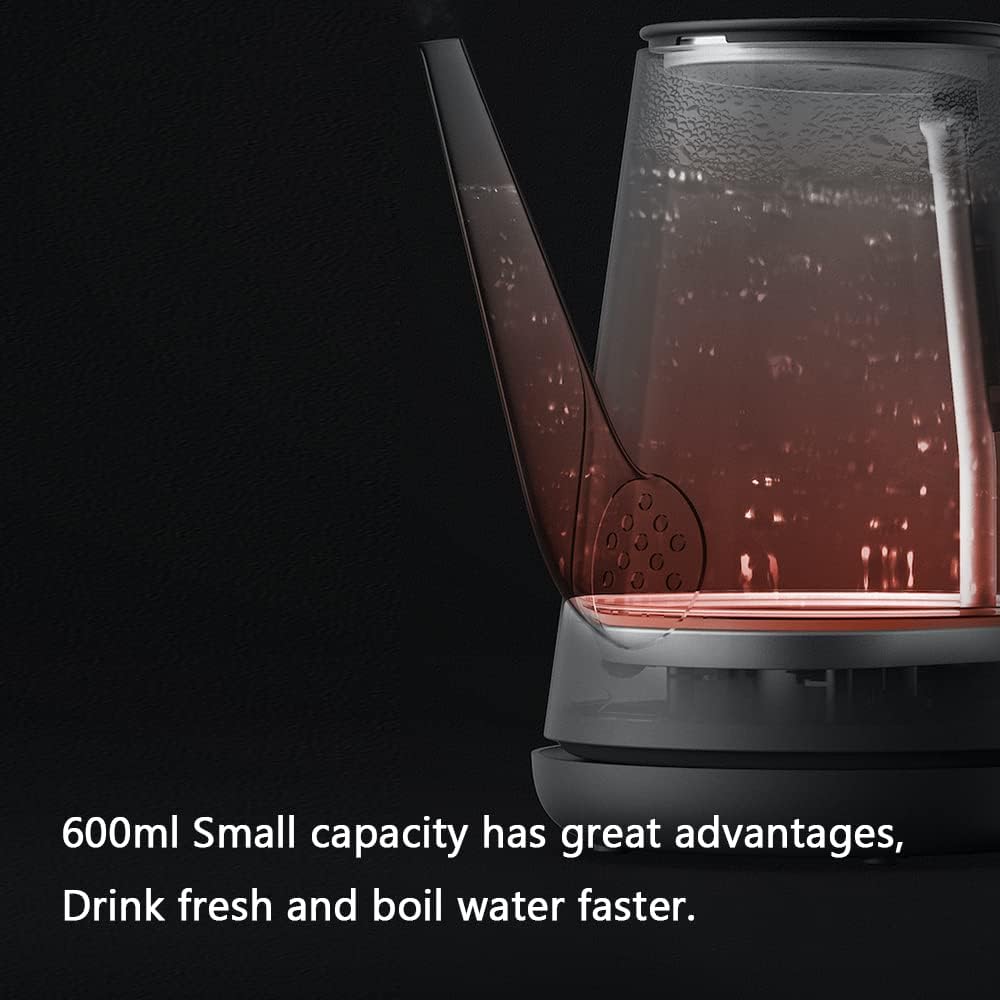 Long-Mouth Electric Kettle, 600ml Household Electric Kettle for Instant Hot Drink, Suitable for Hand-Made Coffee, Tea, Water,White