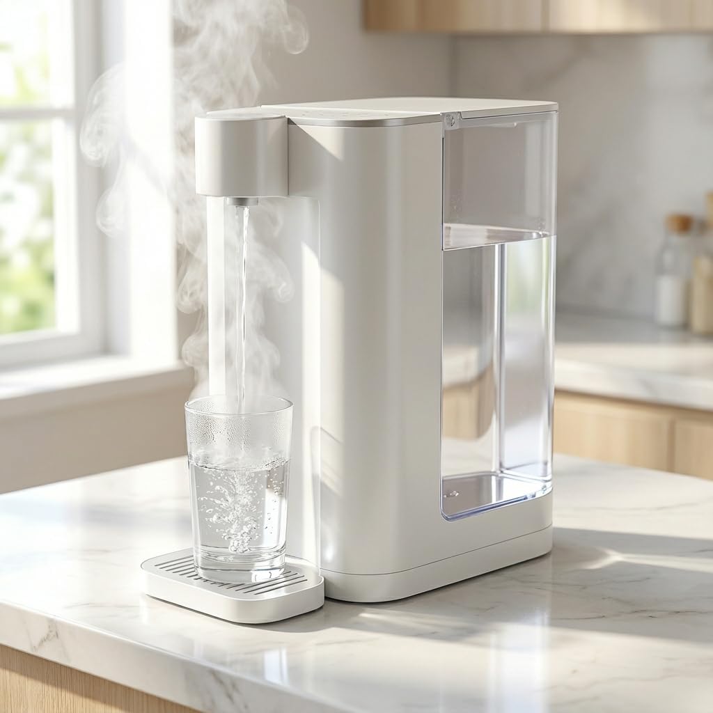 Low-Noise Instant Hot Water Dispenser for Office & Home, 3L Countertop Water Boiler with 5 Temperatures, Electric Tea & Coffee Maker,3L/102oz,White