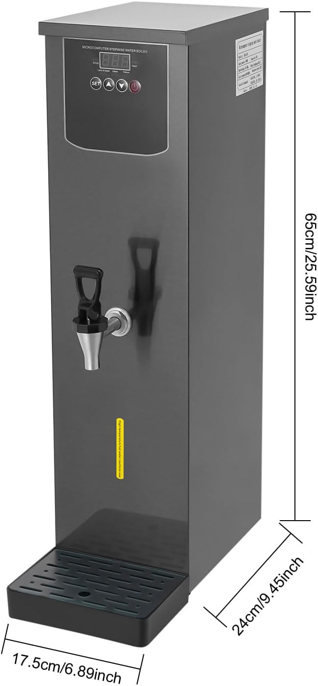 Hot Water Dispenser, Water Boiler Electric Warmer, Step-Heating Automatic Electric Hot Water Dispenser Countertop for Restaurant, Hotel, Office 3000W 7.9GAL Silver