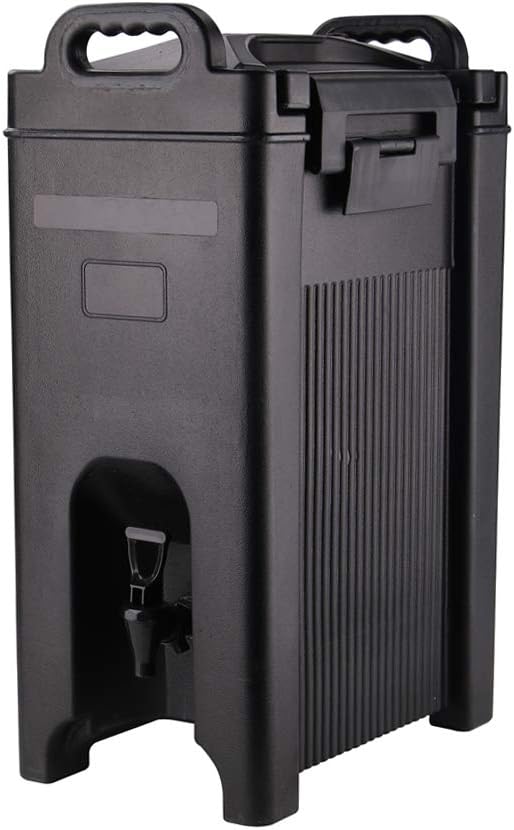 Restaurantware Cater Tek 5 Gallon Beverage Dispenser 1 Insulated Drink Dispenser - Built-In Handles For Hot and Cold Drinks Black Plastic Beverage Server Use At Parties or Restaurants