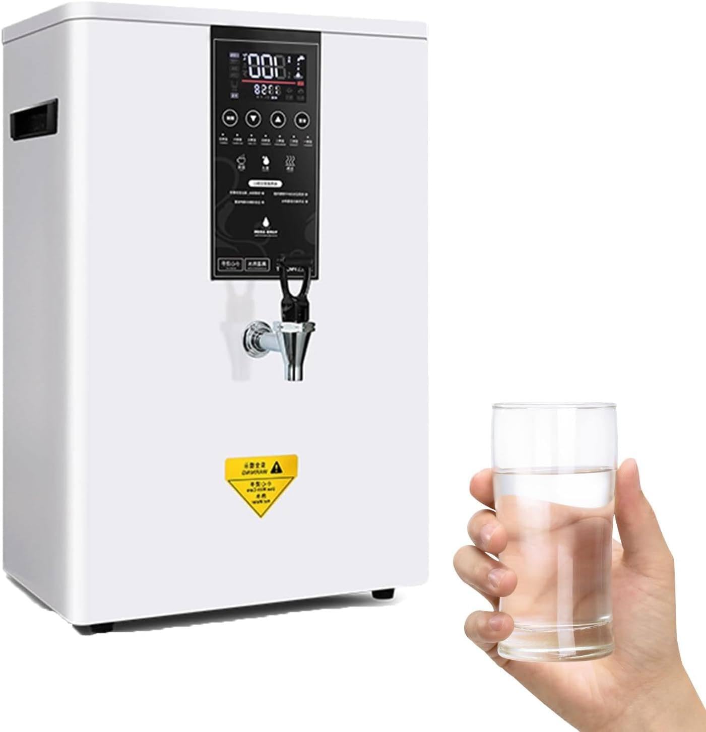 Instant Hot Water Dispensers 3000W Automatic Commercial Hot Water Pot with Filter LCD Display Wall-Mounted Water Boiler Hot Water Tank with Spout for Coffee Home Kitchen Office,60L-White