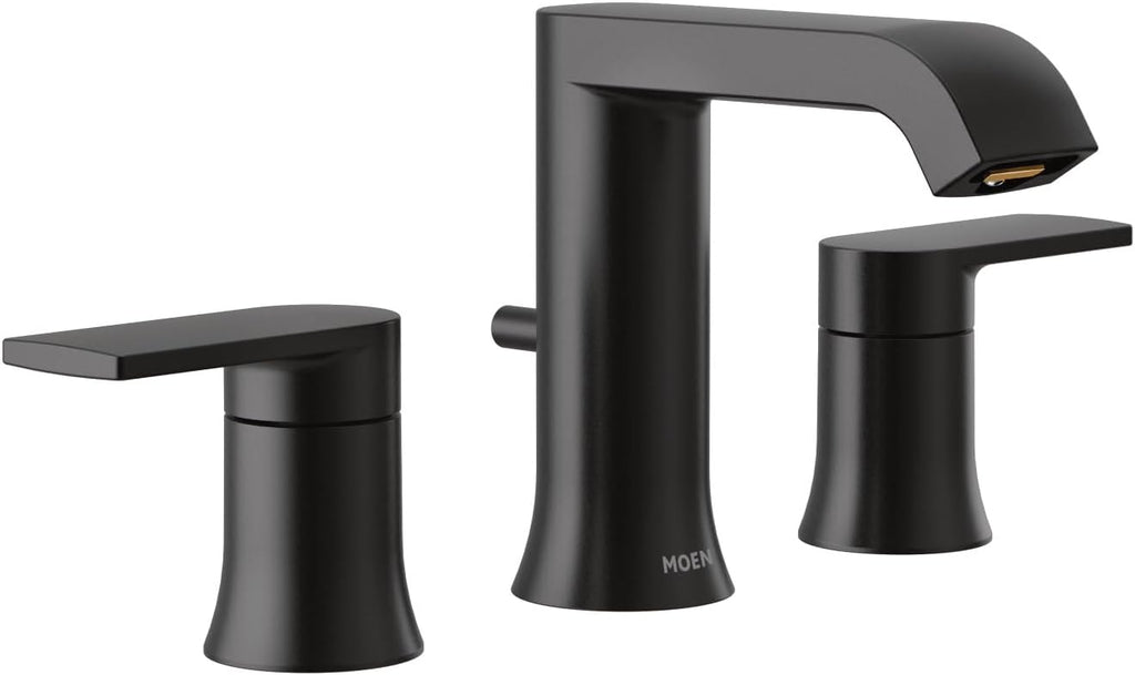 Moen T6708BL Genta LX Two-Handle Widespread Modern Bathroom Faucet, Valve Required, Matte Black
