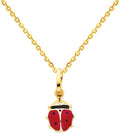 The World Jewelry Center 14k Yellow Gold Lady Bug Enamel Pendant with 1.2mm Cable Chain Necklace