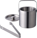 Ice Buckets 1.3L Portable Double Wall Stainless Steel Ice Bucket with Tong - Ice Buckets for Parties, Outdoor and Indoor Insulated Ice Bucket