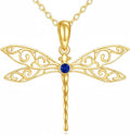 DOVRAN Real Solid Gold Birthstone Butterfly/Dragonfly/Bee/Hummingbird Necklace for Women Yellow Gold Animal Pendant for Christmas Dainty Jewelry Birthday Gifts for Mom Wife