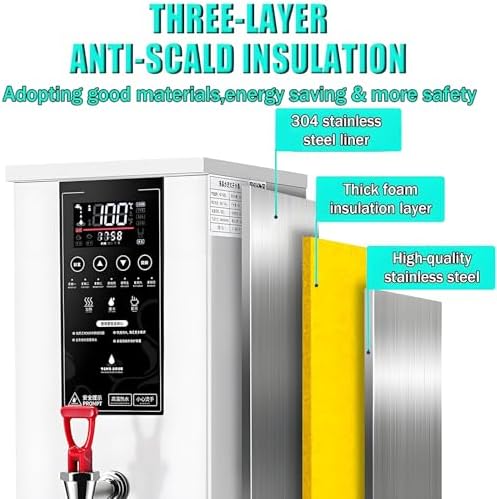 8L Commercial Electric Hot Water Dispenser - Stainless Steel Countertop Water Boiler for Restaurant, Hotel, Office - Large Capacity Instant Hot Water Pot, Black