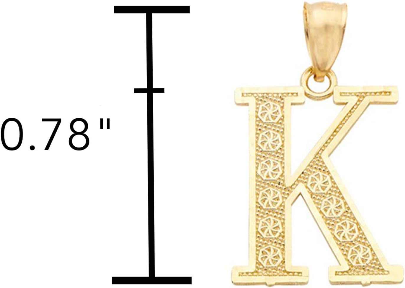 LoveBling 10K Yellow Gold Diamond Cut A to Z Alphabet Initial Letter Charm Necklace Pendant (Small Size)