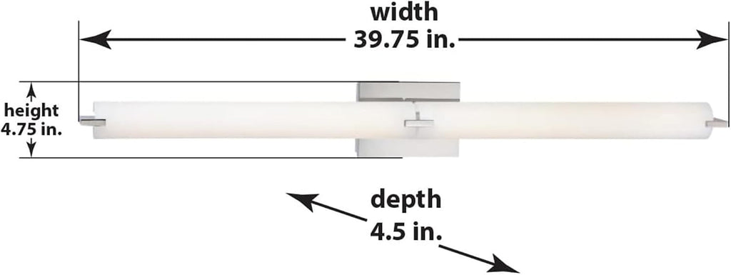 GEORGE KOVACS P5046-084-L Tube LED Vanity Bath Light, 2-Light, 40 Total Watts, 4.75-in H x 39.75-in W, Brushed Nickel