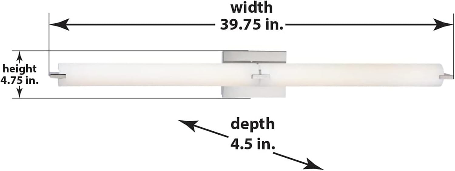 GEORGE KOVACS P5046-084-L Tube LED Vanity Bath Light, 2-Light, 40 Total Watts, 4.75-in H x 39.75-in W, Brushed Nickel