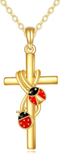 KECHO 14k Real Gold Cross Jewelry Gifts for Mother Grandma Sister Cross Pendant Necklace for Women