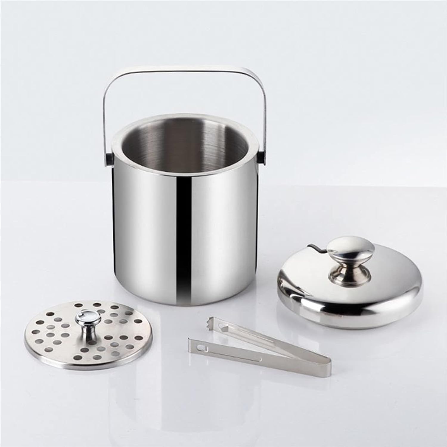 Ice Buckets Ice Buckets - Ice Buckets for Parties, Double-Wall Stainless Steel Insulated Chilling Ice Bucket with Lid Tong Handle Insulated Ice Bucket