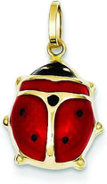 14K Yellow Gold Hollow Polished Enameled Bug Garden Charm Women Charm Jewelry Pendant For Necklace Bracelet Earrings