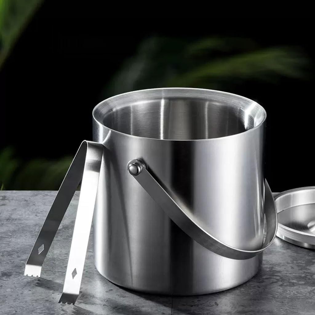 Ice Bucket Ice Bucket for Freezer Stainless Steel Ice Cube Barrel Cold Beer Barrel Double-layer Large-capacity Sealed Insulation Barrel Bar Commercial Champagne Barrel Ice Buckets Party Cooler Drink C