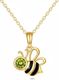 DOVRAN Real Solid Gold Birthstone Butterfly/Dragonfly/Bee/Hummingbird Necklace for Women Yellow Gold Animal Pendant for Christmas Dainty Jewelry Birthday Gifts for Mom Wife