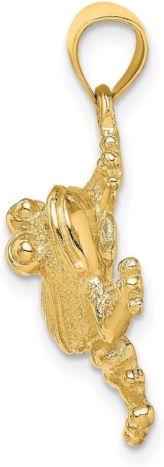 JewelryWeb 14k Gold Bug Eyed Frog Sitting 2- Charm 27.5x16.8mm Wide Pendant Necklace for Women