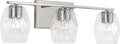 Capital Lighting 145331BN-525 Lucas Transitional Wavy Embossed Glass Vanity Lights for Bathroom, 3-Light 300 Total Watts, 8' H x 24' W, Brushed Nickel