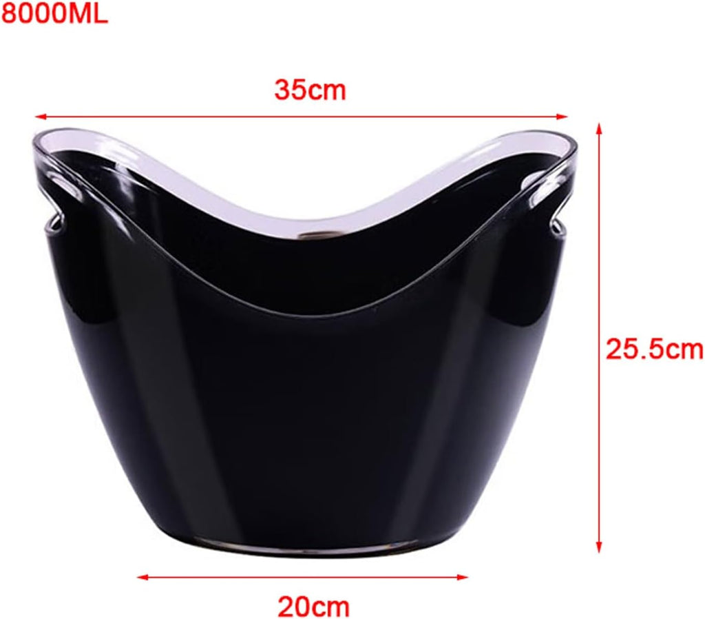 Ice Bucket Clear Acrylic Ice Bucket with Ice Tongs, 8 Liter Plastic Tub Oval Storage Bucket Ice Buckets for Drinks and Parties Plastic Wine Bucket, Beer Bucket, Champagne Bucket Keeps Ice Cold & Dry (