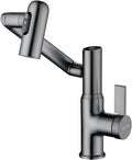 Lefton Rotatable Bathroom Faucet with Temperature Display in Fahrenheit (Batteries-Free), 3 Water Modes, Dark Grey, BF2204-2