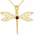 DOVRAN Real Solid Gold Birthstone Butterfly/Dragonfly/Bee/Hummingbird Necklace for Women Yellow Gold Animal Pendant for Christmas Dainty Jewelry Birthday Gifts for Mom Wife