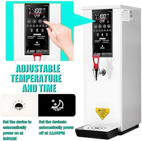 8L Electric Hot Water Dispenser, Stainless Steel Countertop Water Boiler for Restaurant, Hotel, Office – Large Capacity Black Water Pot, Fast Heating Commercial Machine