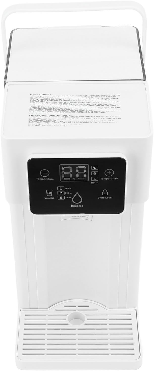 3L Quick Heating Hot Water Dispenser, Adjustable 7 Temperatures, Electric Tea Kettle Large Capacity Countertop Desktop with 3 Second Rapid Heating (US Plug 110V), White