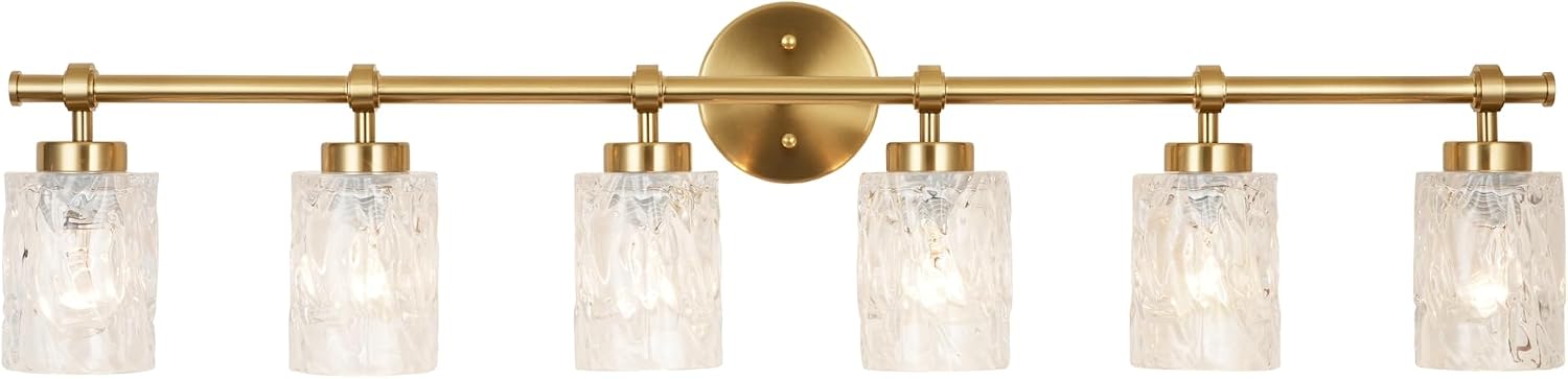 ALICE HOUSE Modern 6-Light Bathroom Vanity Light, 41' Brushed Brass Finish Wall Lighting Fixture Over Mirror for Bathroom, Powder Room, Makeup AL5095-W6