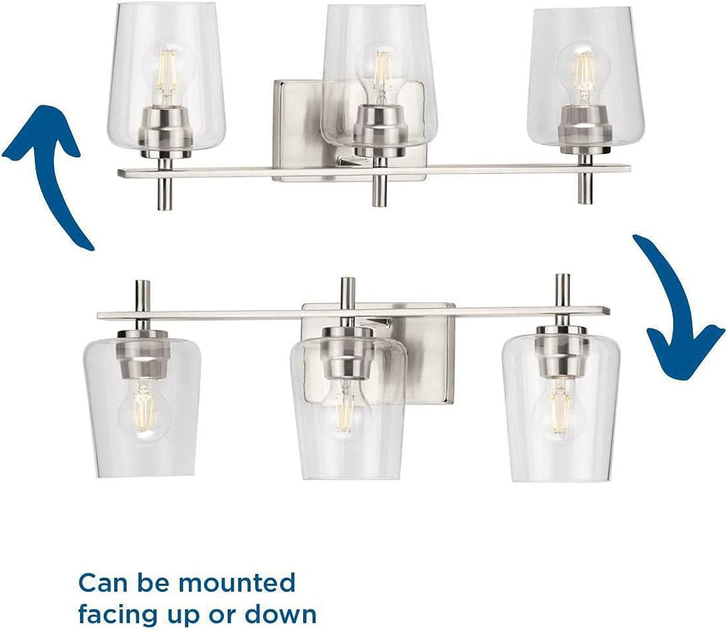 Progress Lighting Calais Collection 3-Light Clear Glass New Traditional Bath Vanity Light Brushed Nickel
