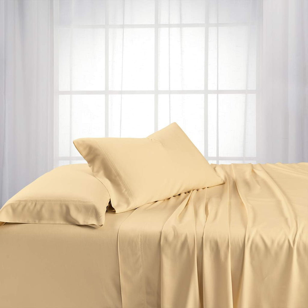 Royal Tradition Heavyweight Viscose from Bamboo 600tc Sheet Set (Queen, Canvas) Luxury Soft Bed Sheets
