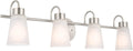 Kichler Erma 4-Light Bathroom Vanity Light Fixture with Satin Etched Glass Shades, Brushed Nickel Wall Mount over Mirror Lighting for Bathroom Vanity (32.5' x 8.5' x 6'), 55127NI