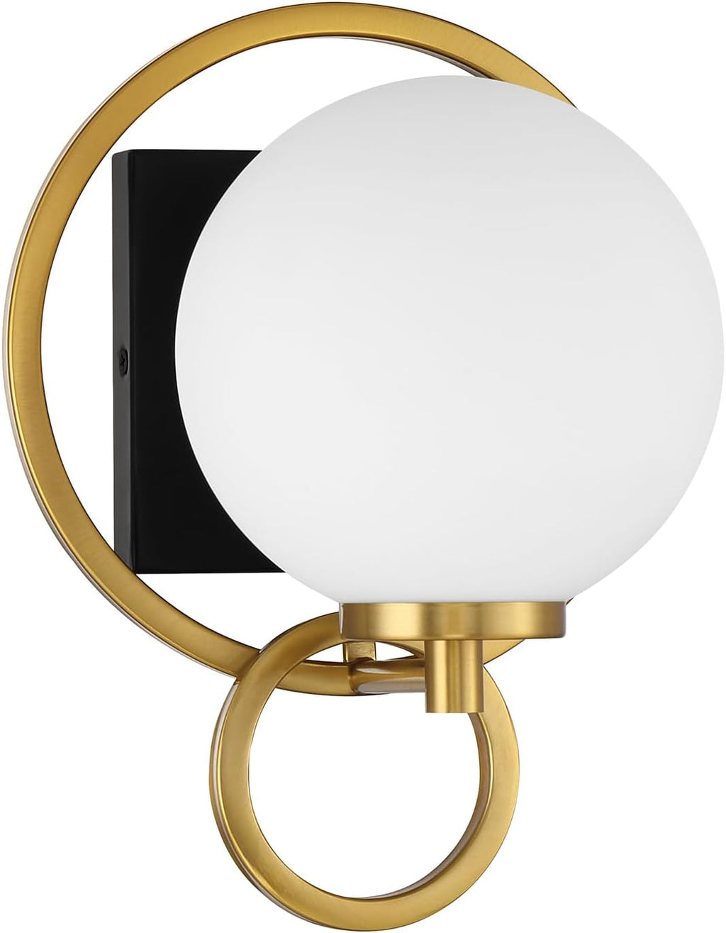 Savoy House 9-6180-1-143 Alhambra Vintage Mid-Century Modern Soft Frosted Glass Wall Sconce, 1-Light 60 Watt, 10' H x 8' W, Matte Black with Warm Brass